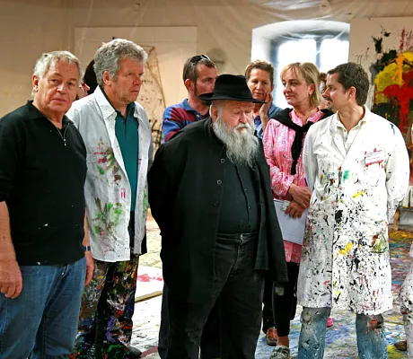 Auf der Kunstakademie mit Prof. Nitsch.